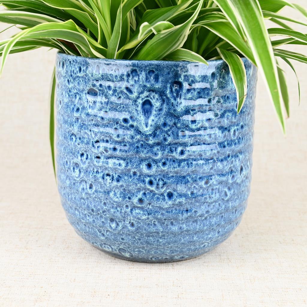 Reactive Glaze Blue Planter 15cm