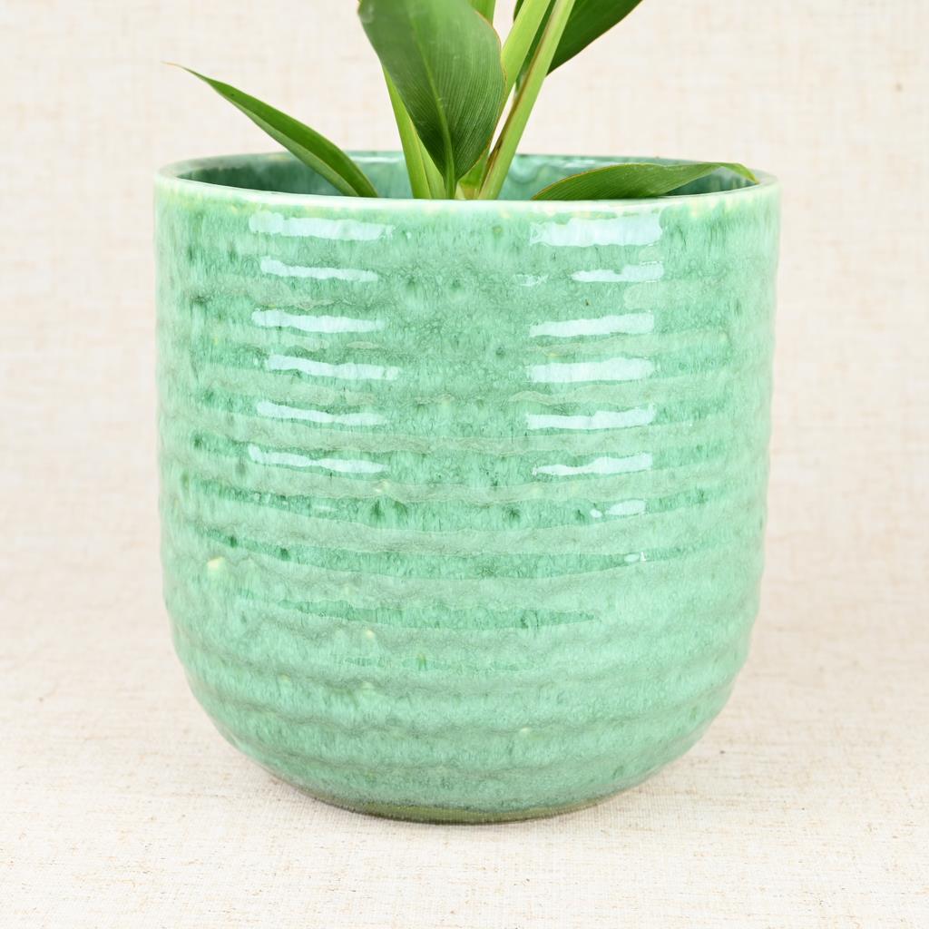 Reactive Glaze Green Planter 15cm